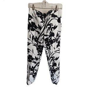 Soft Surroundings La Medina Stretch Pull-On Pants White Black Floral  size S